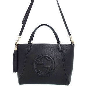 Gucci Soho grained leather top handle bag 2way tote shoulder bag